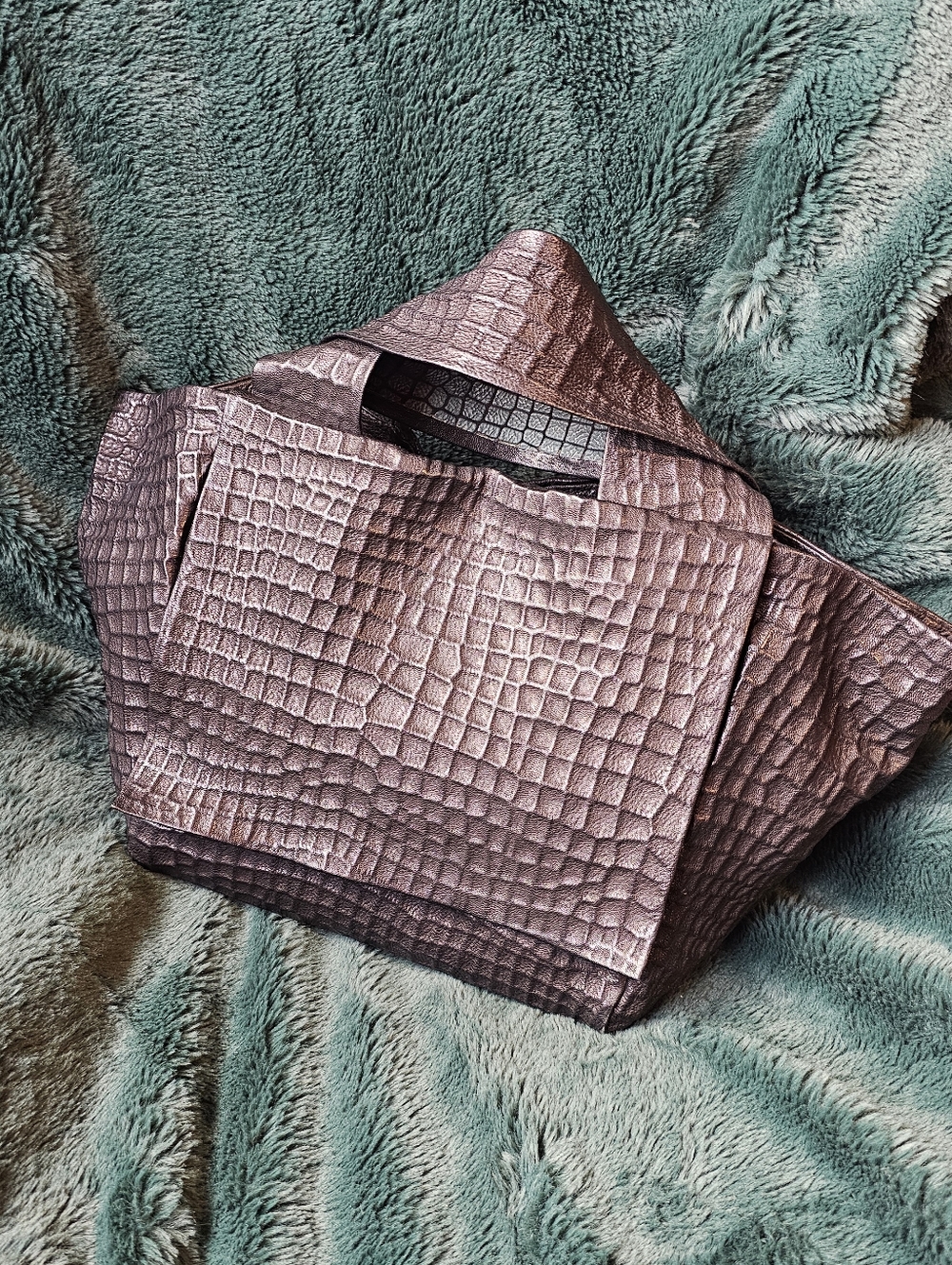 Daniella Lehavi Croc Embossed Leather Tote Bag Black Large Slouchy Boho